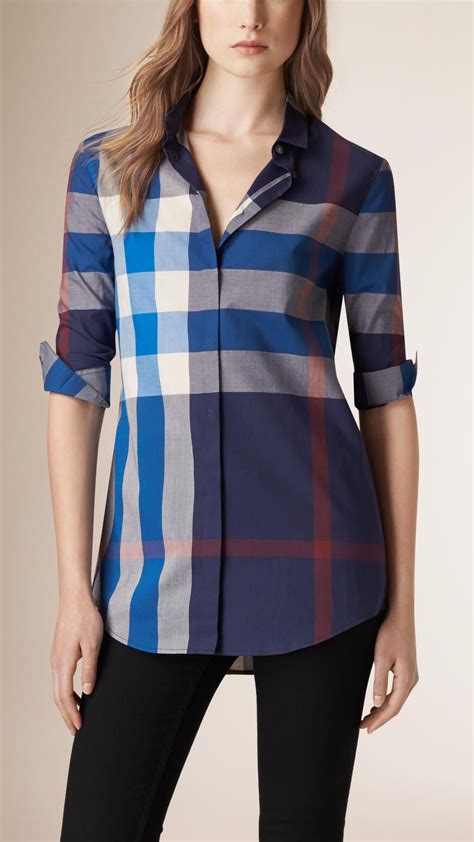 womens navy burberry shirt|Burberry shirts for women.